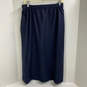 Vintage ICI  Bonders of Poland Blue Wool Skirt No Size Tag flat lay measure 14.5